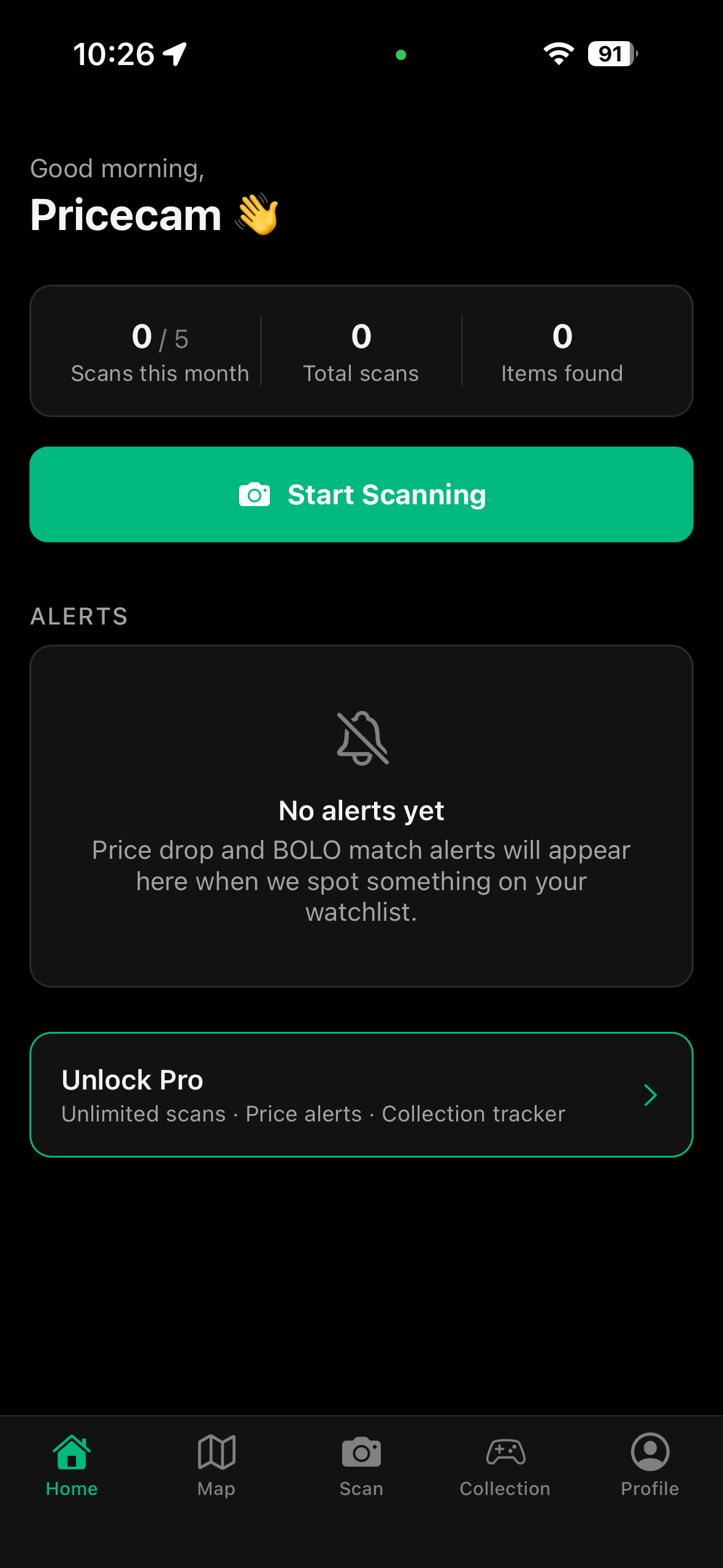 PriceCam app screenshot: Shelf Scan View