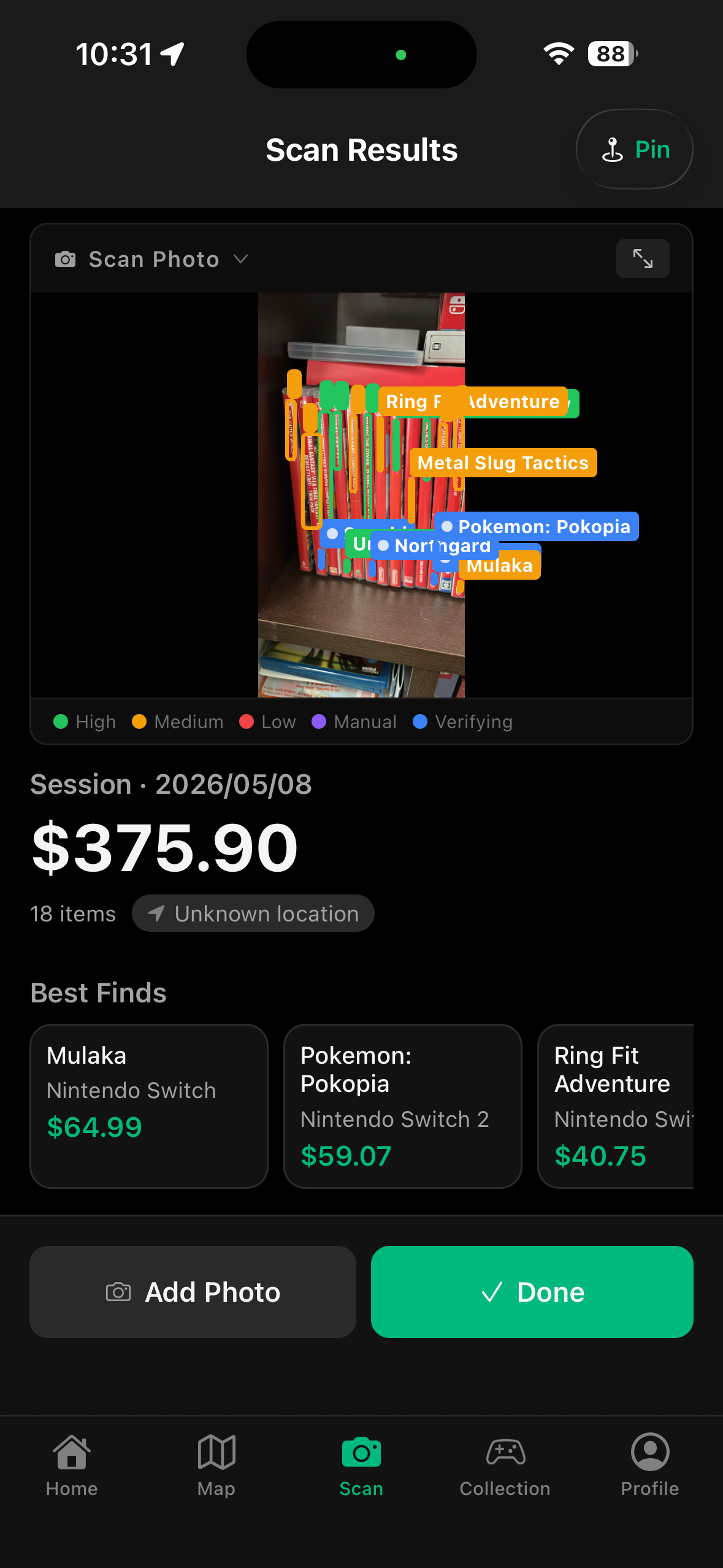 PriceCam app screenshot: Price Results