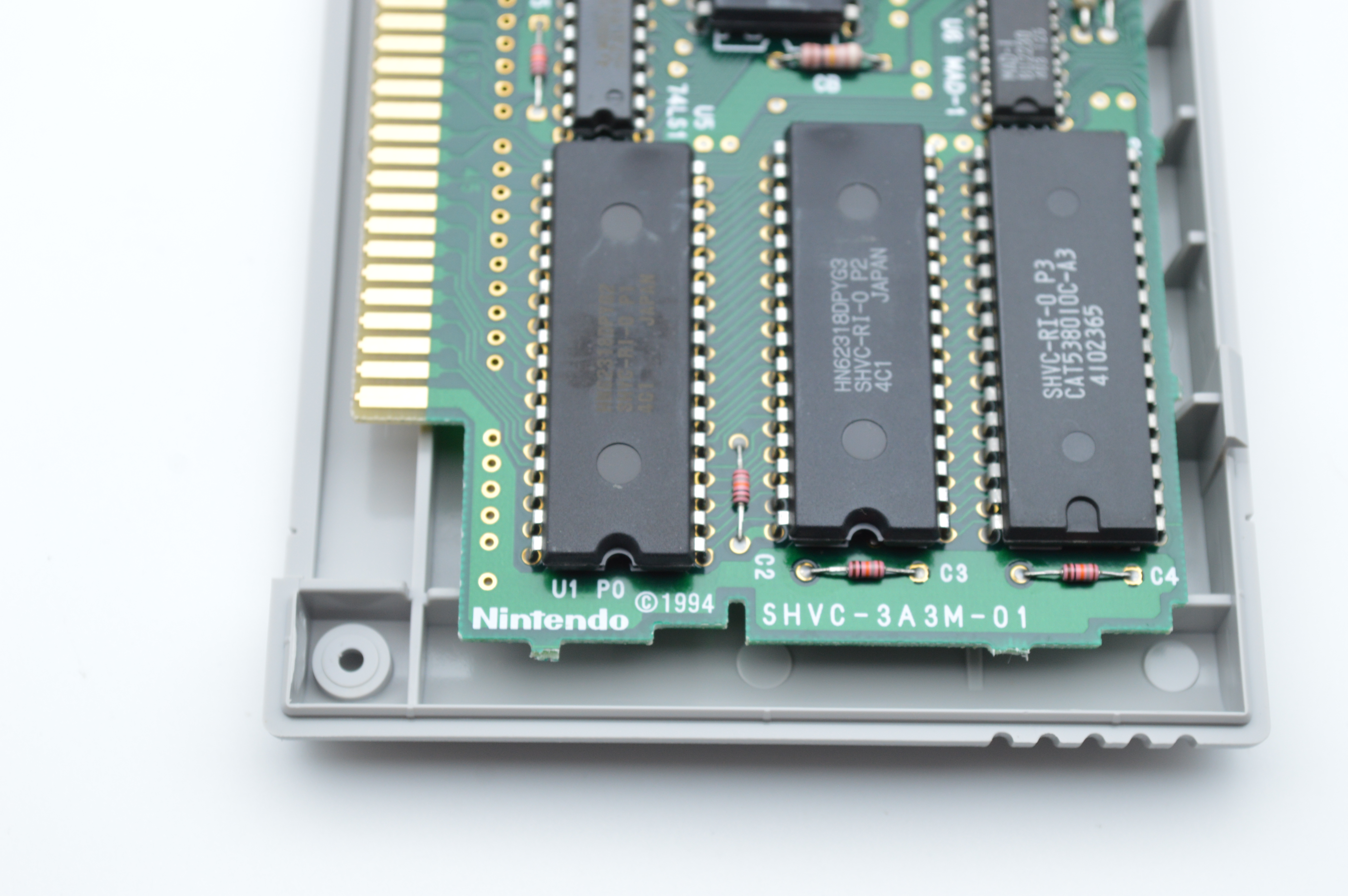 Close-up of an original Nintendo cartridge board